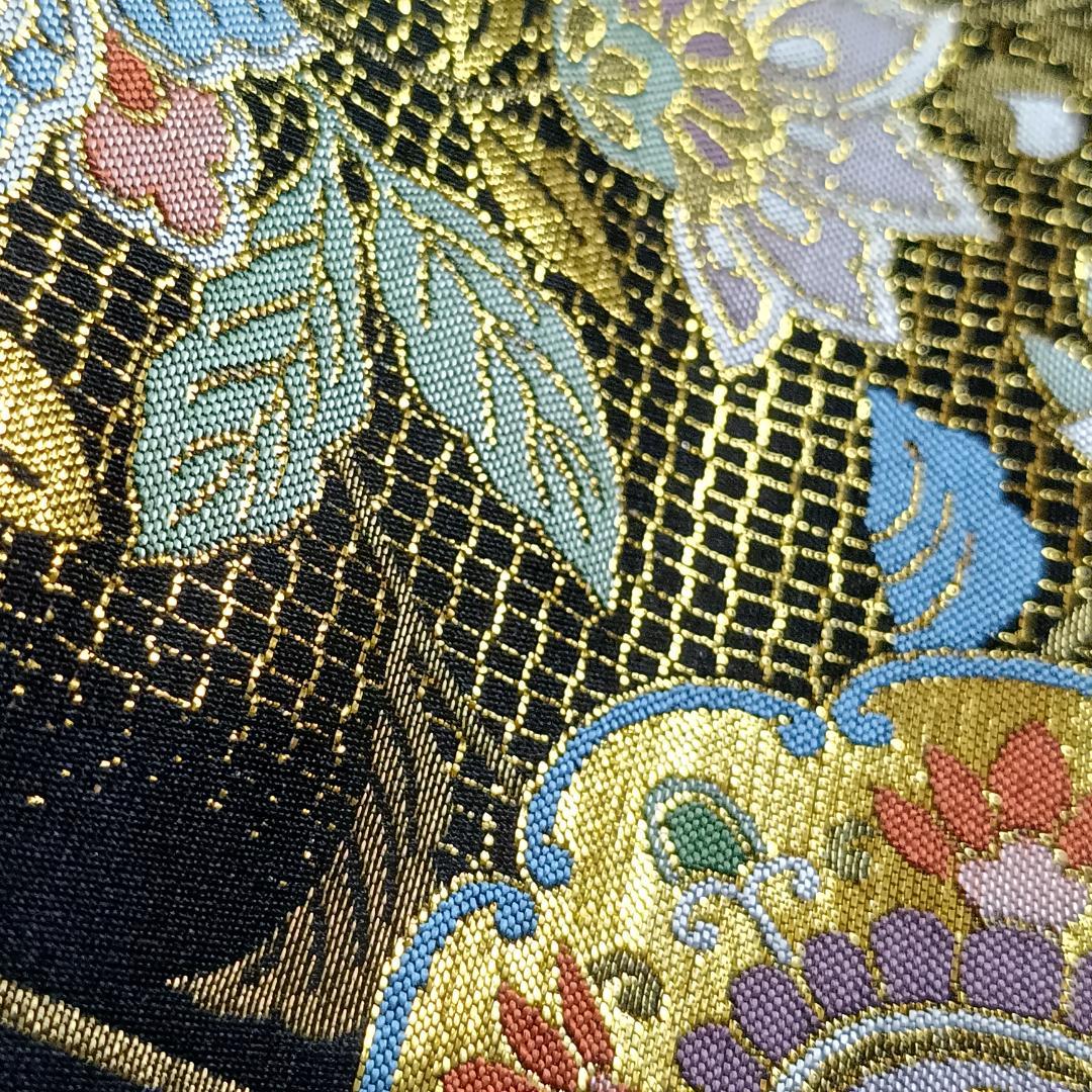 ◇1016◇全通柄 袋帯 本金箔超極細織錦 唐渡花鳥全通 西陣織 正絹 着物