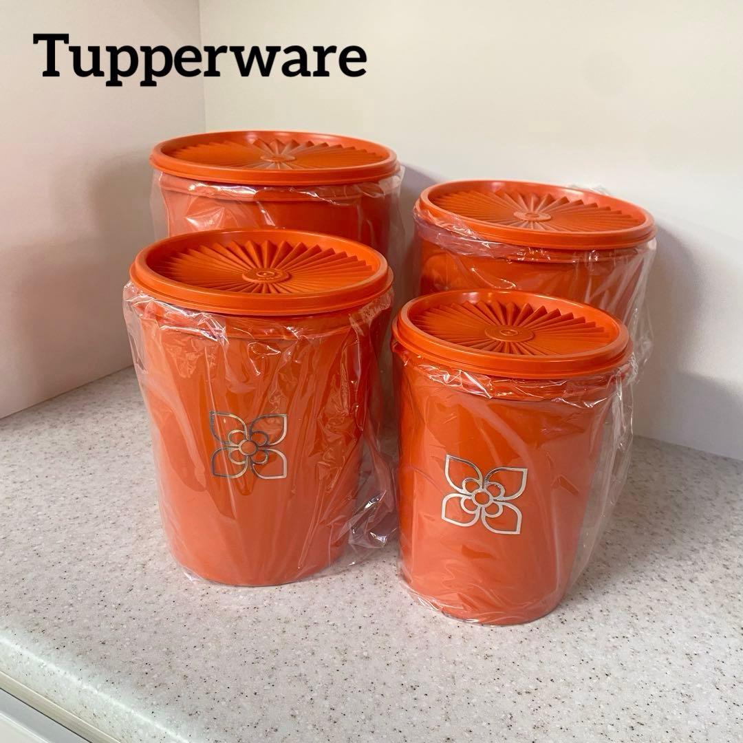 未使用⭐️Tupperware タッパーウェア 4点セット 昭和レトロ オレンジ