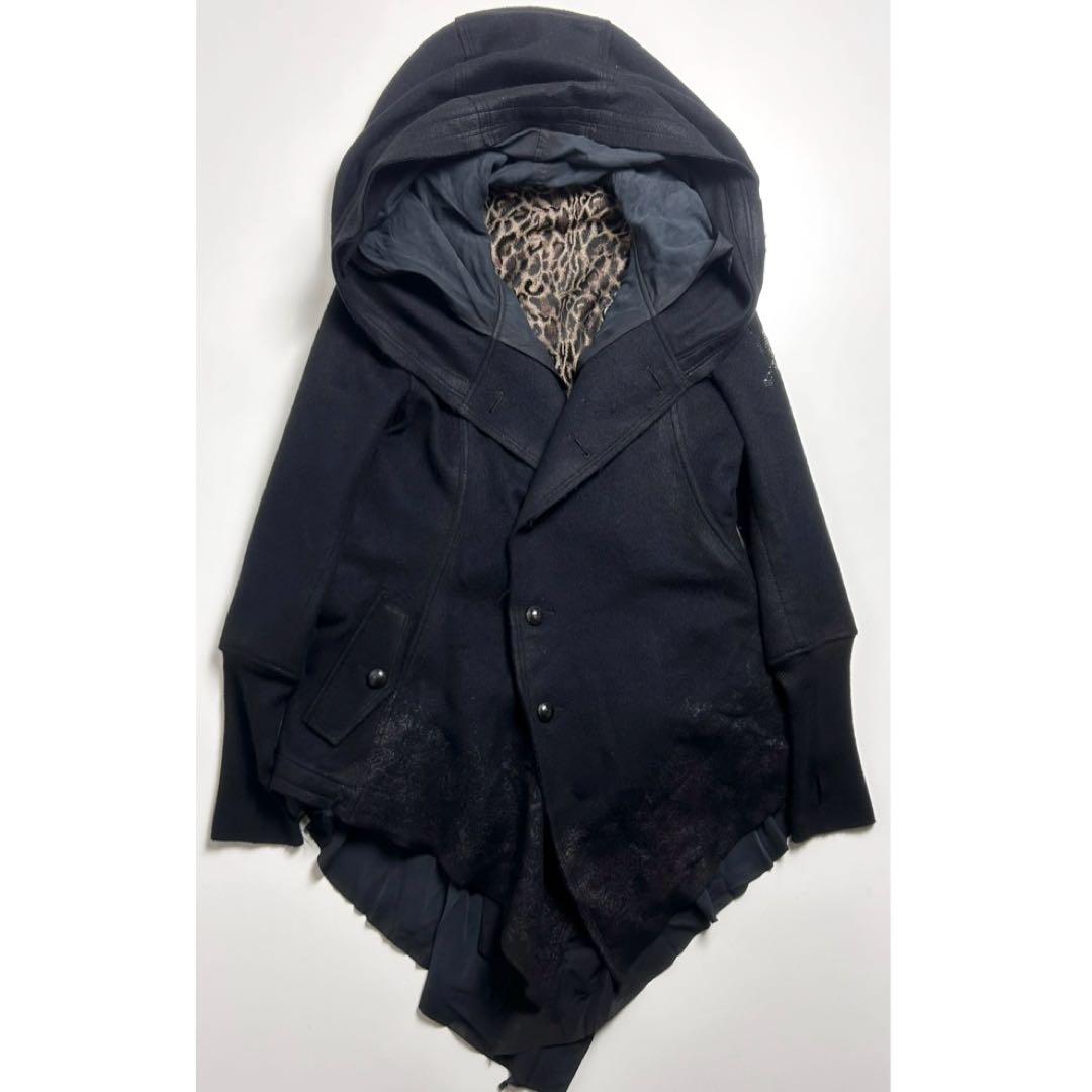 【美品】ロエン/異素材ドッキング変形ロングコート/ドレープ/スワロフスキースカル 中古・古着通販】Roen (ロエン) スワロフスキースカル Pコート