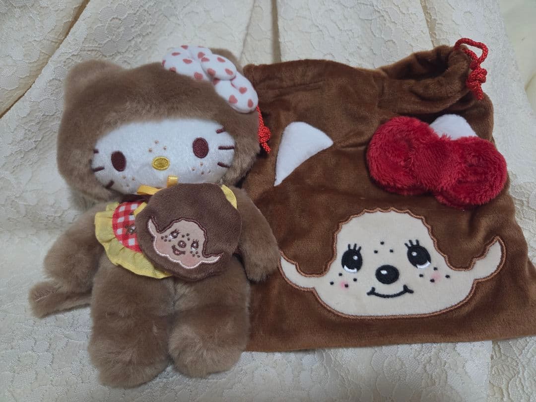 【新品】キティ モンチッチ ぬいぐるみ ポーチ　巾着　レア annegee_7711-2508