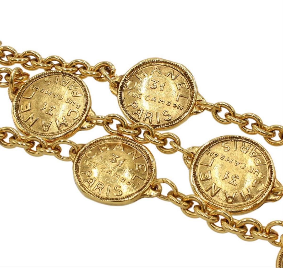 S2104 美品 シャネル ロゴ メダルモチーフ チェーンベルト - メルカリ