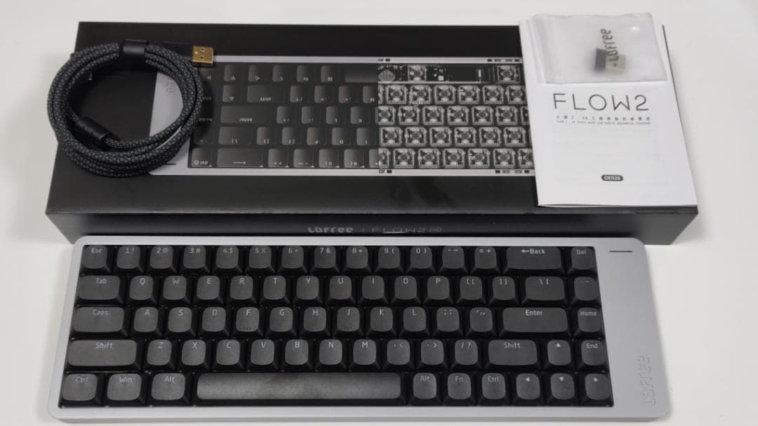 【特別限定カスタム】LOFREE FLOW2グレー（68キー） × 静音ピンク軸 Flow2 68 – Lofree Japan