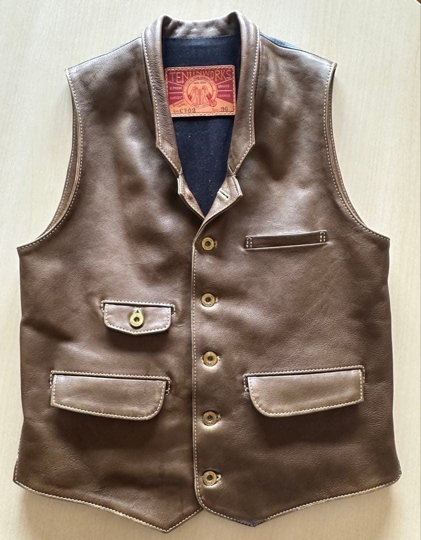【年末年始限定値下げ】天神ワークス　レザーベストCV02 サイズ36(M相当) CRAFTSMAN VEST:CV02 | 天神ワークス