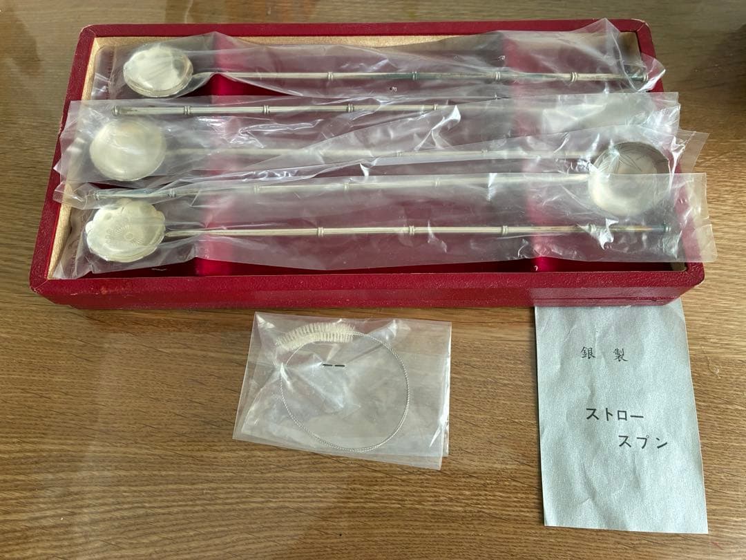 銀製　ストロースプーン　縁起柄 銀製 ストロー スプーン 純銀 桜柄 桜模様 silver925 カトラリー