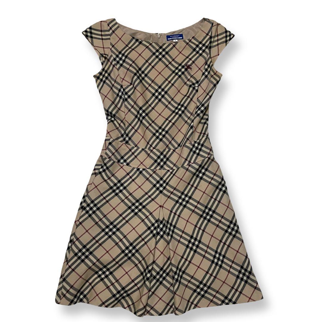 バーバリー　ワンピース　ノースリーブ　ノバチェック　レディース　38 BURBERRY BLUE LABEL（バーバリーブルーレーベル） バーバリー ブルー