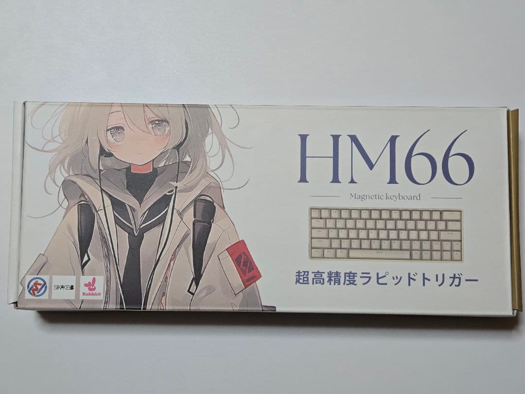 HM66　カスタム品 HM66 カスタムキーボード（谷雨PCB）白色アルミケース＋赤色アルミ