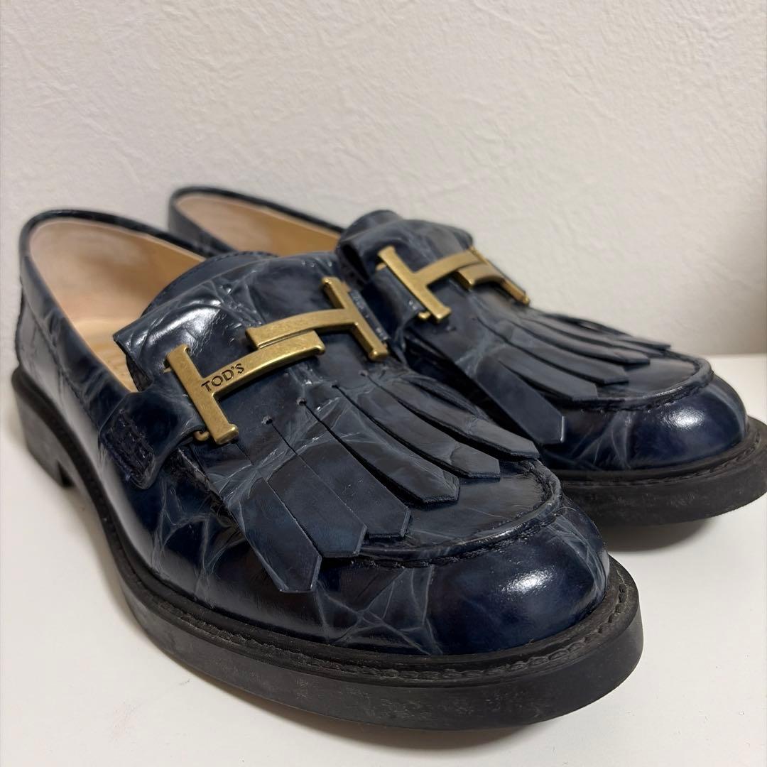 TOD'S ローファー フリンジ クロコ柄 24.5cm