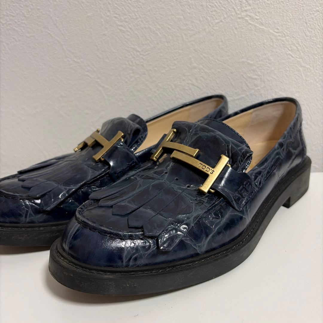 TOD'S ローファー フリンジ クロコ柄 24.5cm