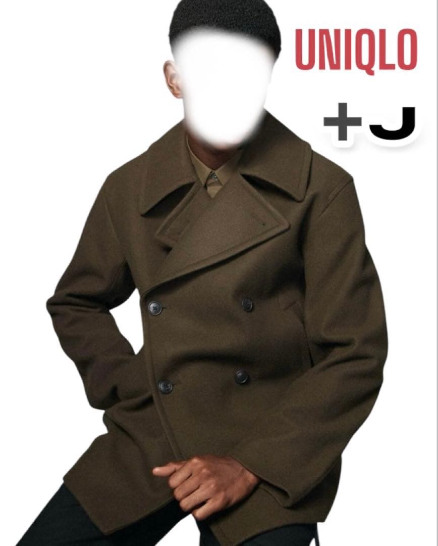 美品【UNIQLO×➕J】ウールブレンドオーバーサイズピーコート S