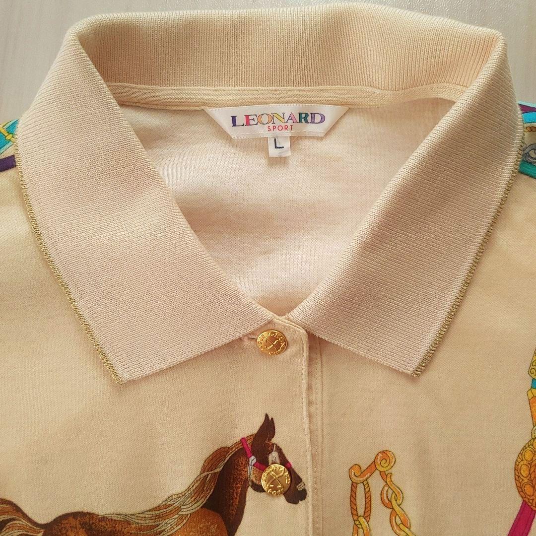 未使用美品☆LEONARD レオナールスポーツ☆長袖ポロシャツ L ホース柄