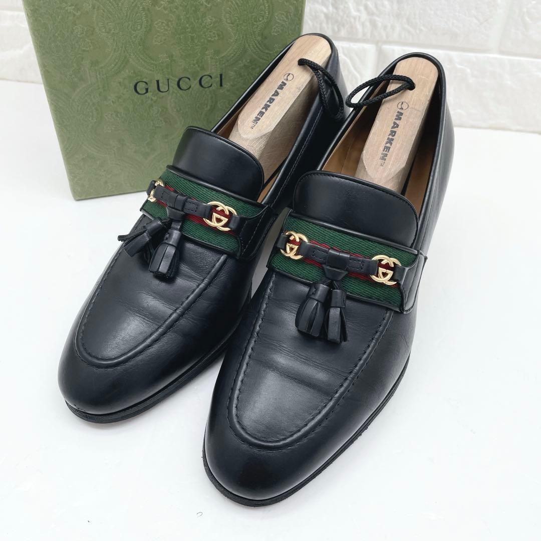 GUCCI シェリーライン インターロッキング ローファー タッセル 38サイズ GUCCI（グッチ） ウェブ/インターロッキングG付 タッセルローファー