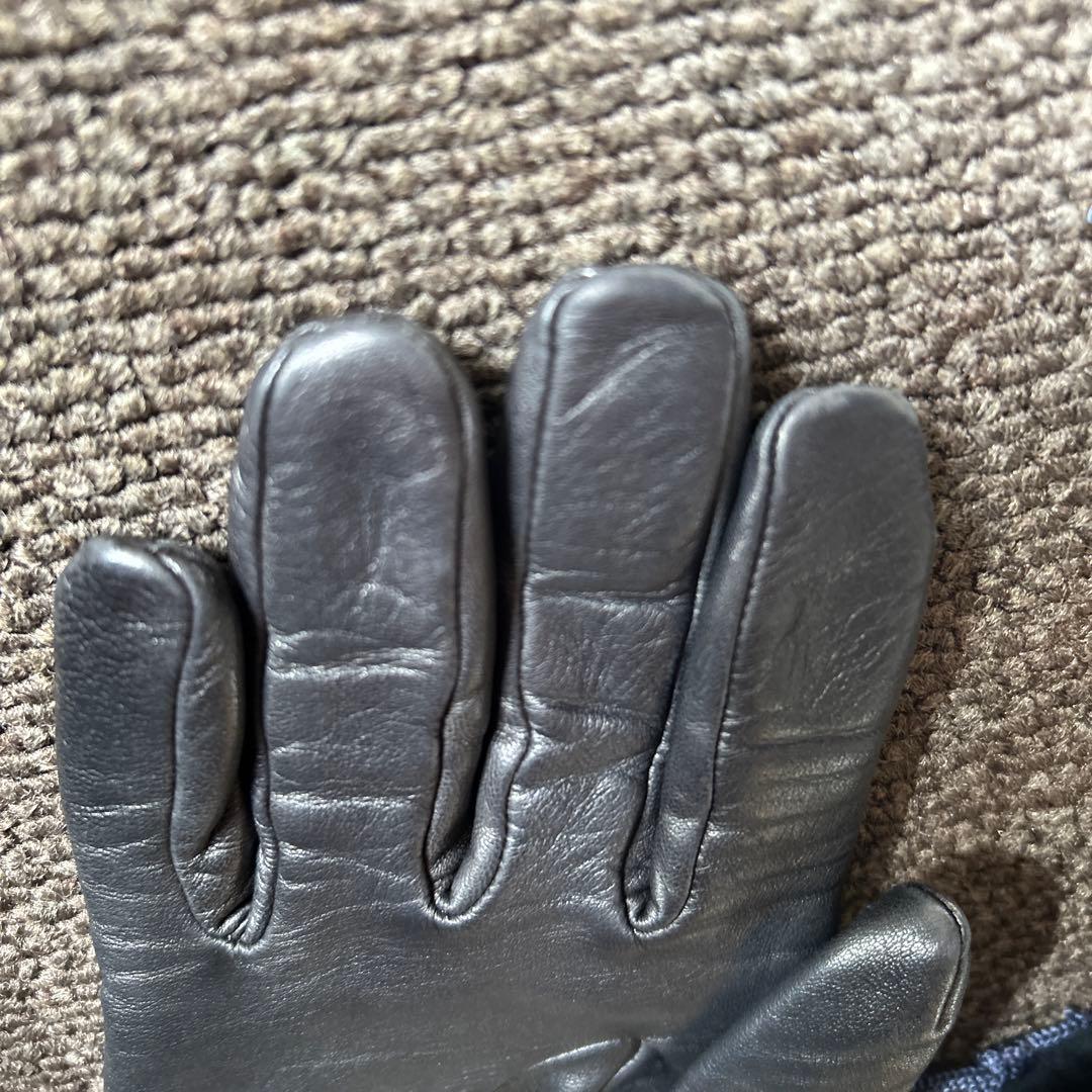 GANTIER CAUSSE 高級レザー手袋 3連ジップ チェーン 黒 フランス