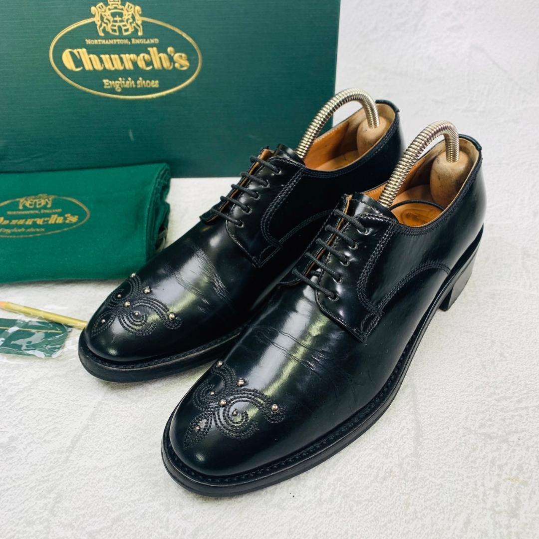 【良品】チャーチ LEAH R シャノン型 スタッズ 黒 35.5 革靴 高級 良品】チャーチ LEAH R シャノン型 スタッズ 黒 35.5 革靴 高級 良品