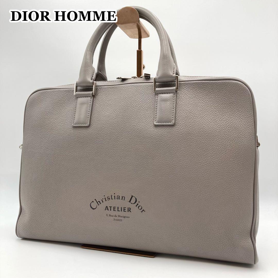 ち✨ Dior HOMME アトリエ ビジネスバッグ 本革 グレー ロゴ d8795-51-501546-6.jpg