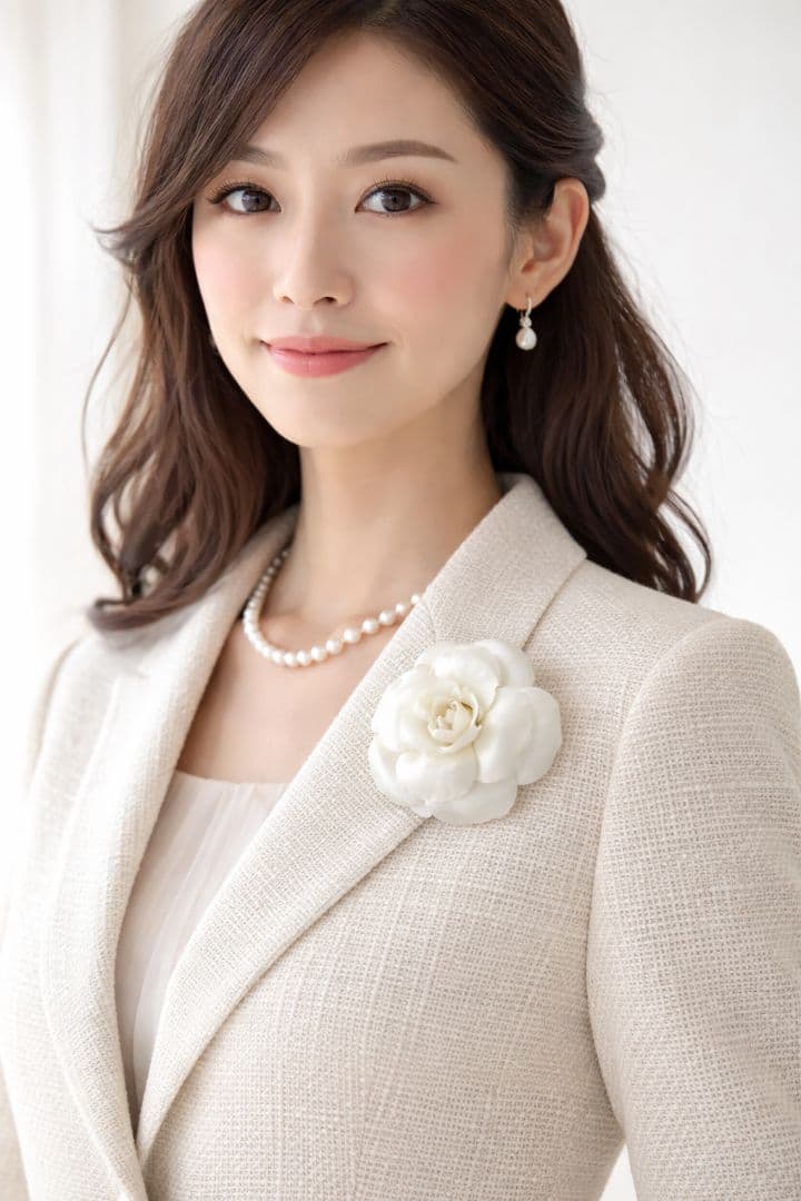 CHANEL シャネル カメリア コサージュ ホワイト 7cm ブローチ - メルカリ