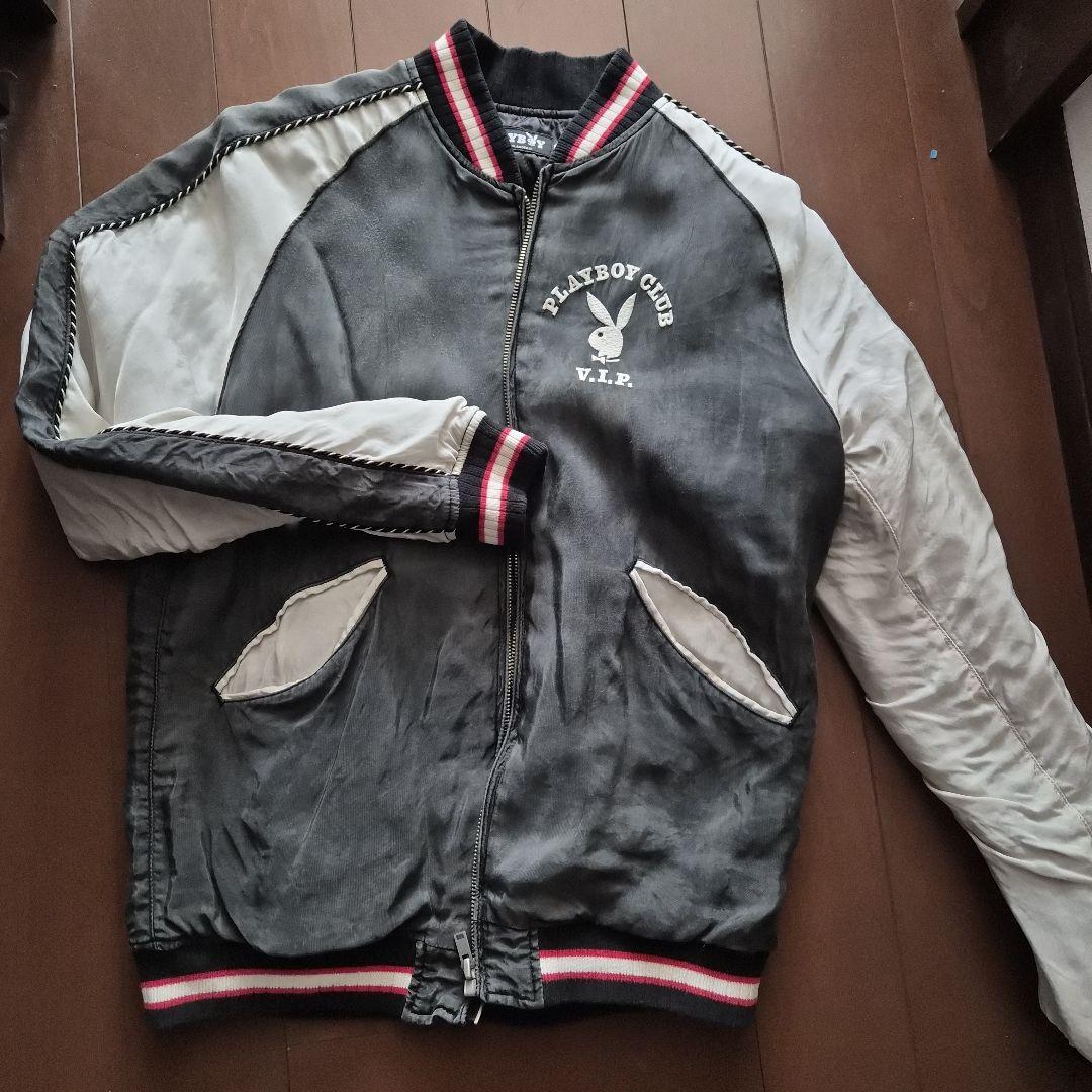 ヒステリックグラマーPLAYBOY スタジャン Mサイズ グレー/ホワイト ヒステリックグラマーPLAYBOY スタジャン Mサイズ グレー/ホワイト