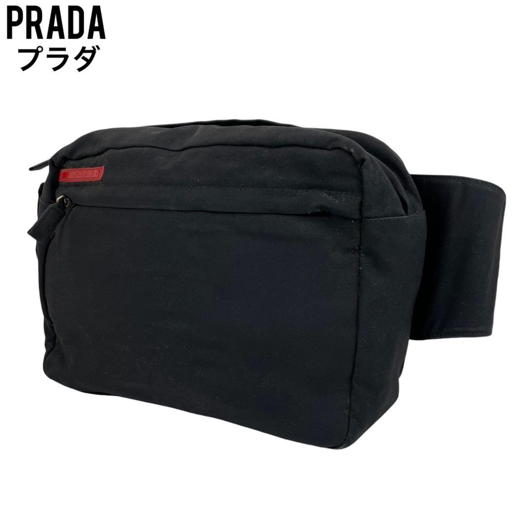 ✨美品　プラダスポーツ　PRADA ウエストポーチ　ボディバッグ　黒　赤 PRADA SPORT（プラダスポーツ） PRADA ミニ ボディバッグ ウエスト