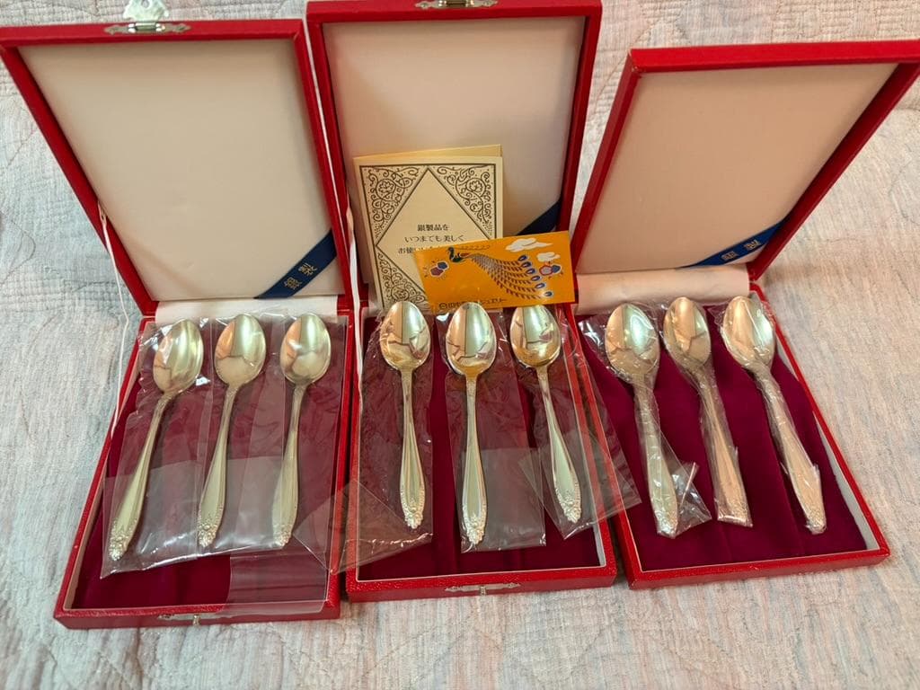 田中貴金属　銀製スプーン　Silver925 3箱　９本　箱付き 田中貴金属 銀製スプーン Silver925 3箱 9本 箱付き