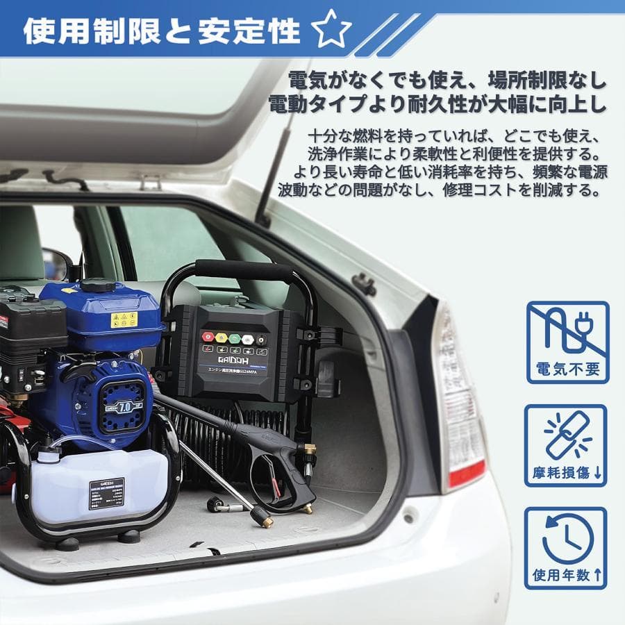 エンジン高圧洗浄機 ガソリン燃料 強力エンジン式高圧洗浄機 7.0HP