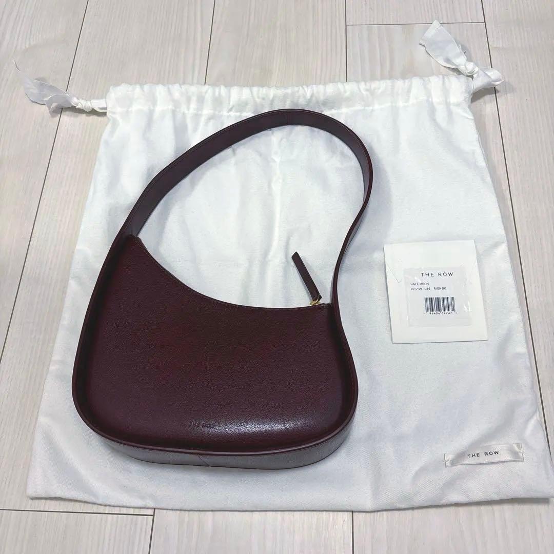 【美品】The Row ザロウ ハーフムーン ハンドバッグ　レーズン THE ROW Half Moon bag raisin 一目惚れしたバーガンディのハーフ