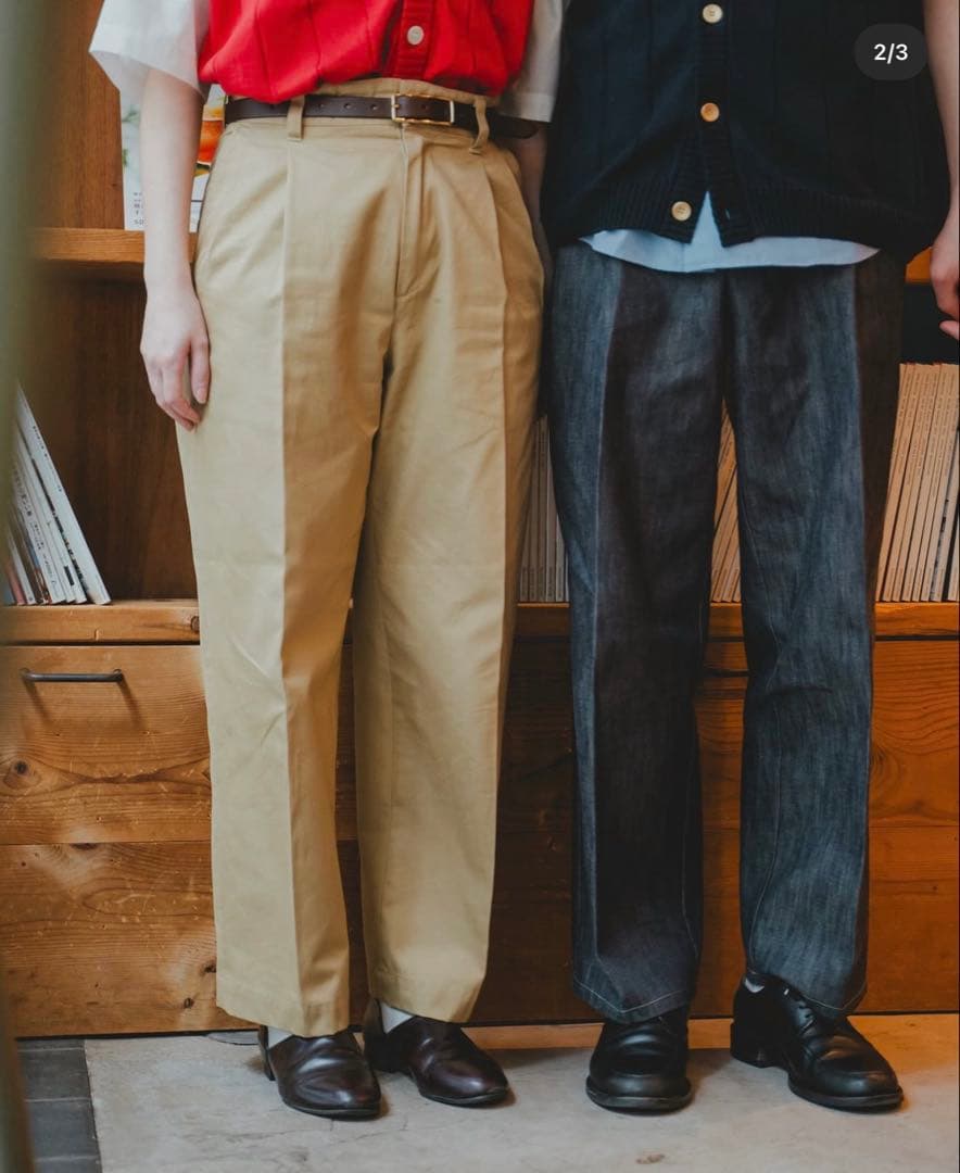 【UNFOLK】 チノパン　2tuck pants 03 Ventile gabardine 2tuck pants | UNFOLK