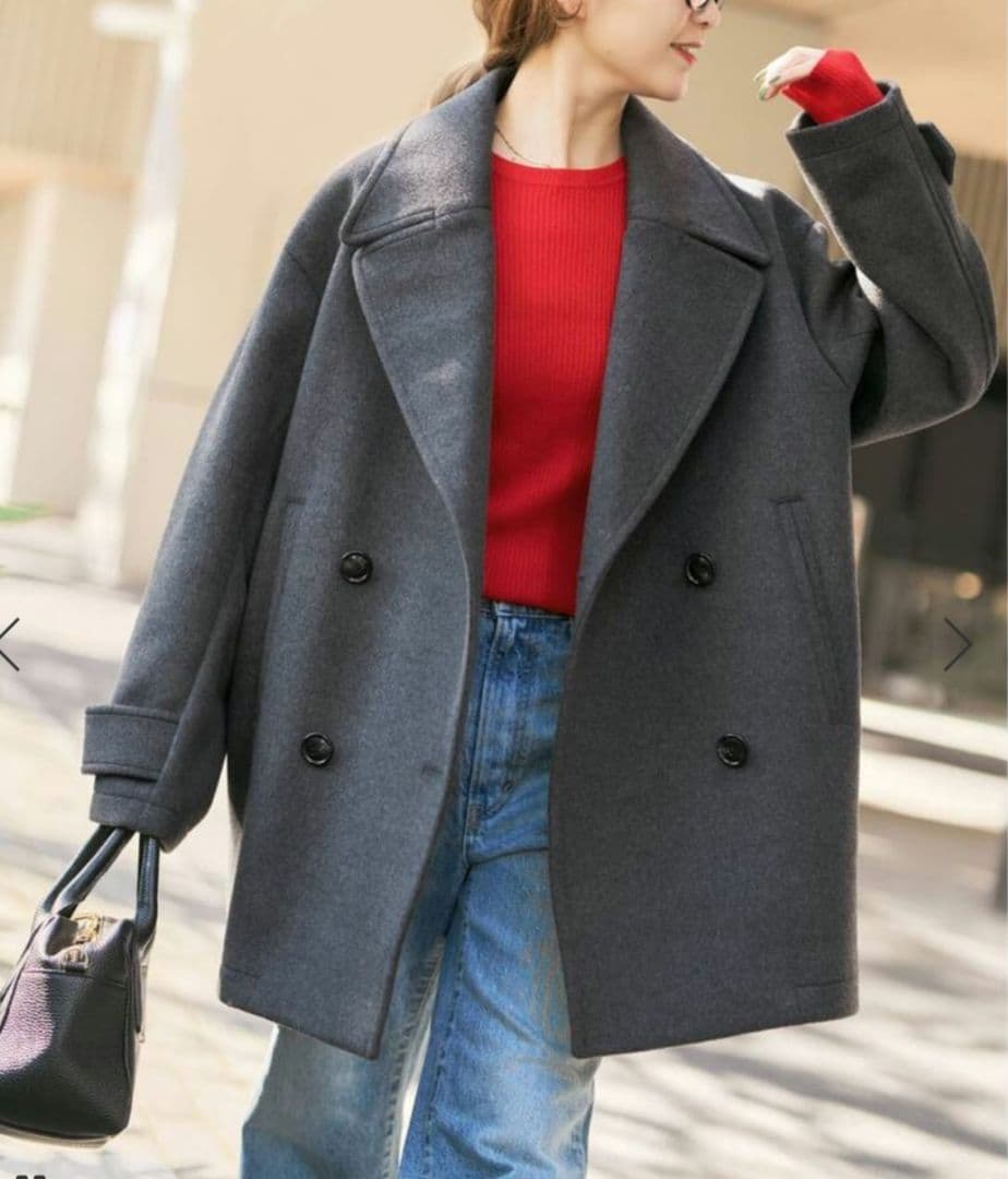 S160ビーバーPコート　グレー　38 スピック＆スパン Spick & Span 《追加》S160ビーバーPコート （グレー