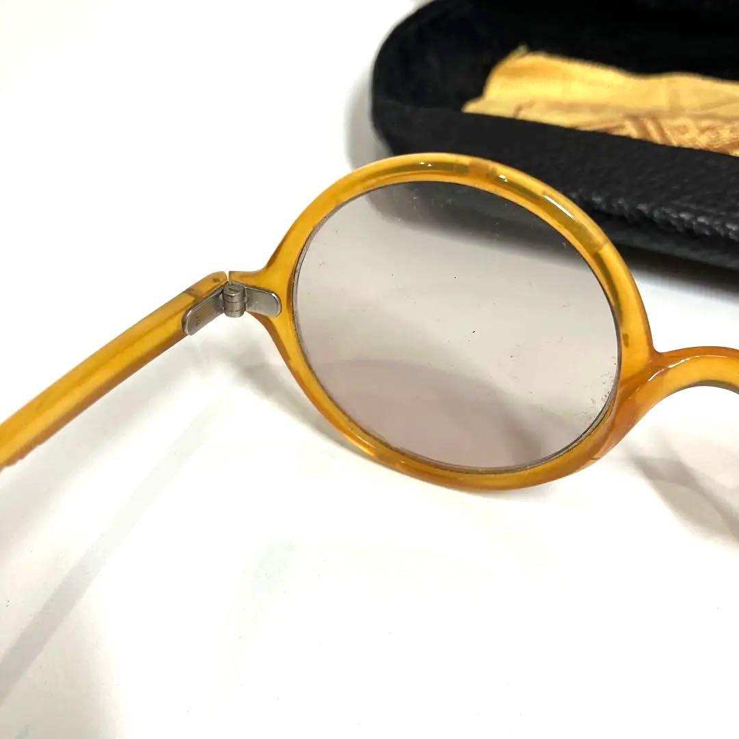 当時物 本鼈甲 本べっ甲 丸眼鏡 丸メガネ アンティーク レトロ