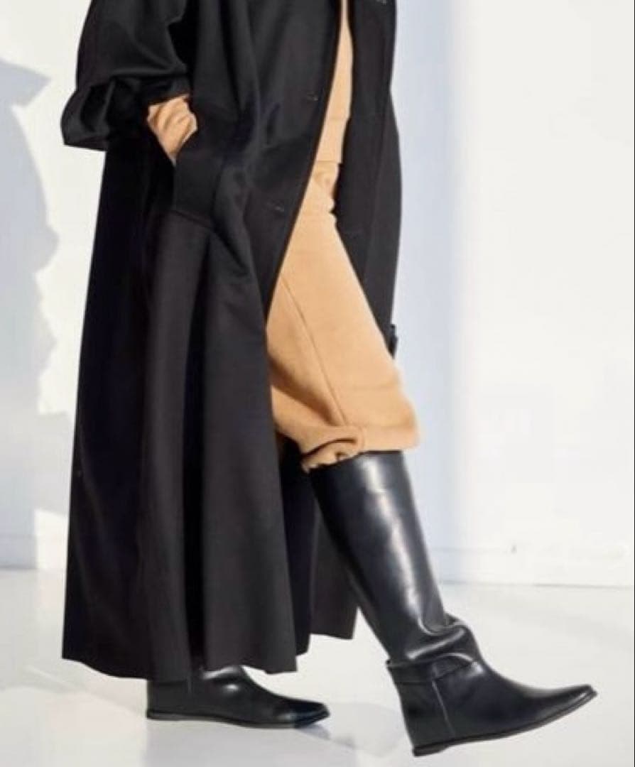 <LE TALON> 2cmワイドシャフトロングブーツ ブラック 24.5cm