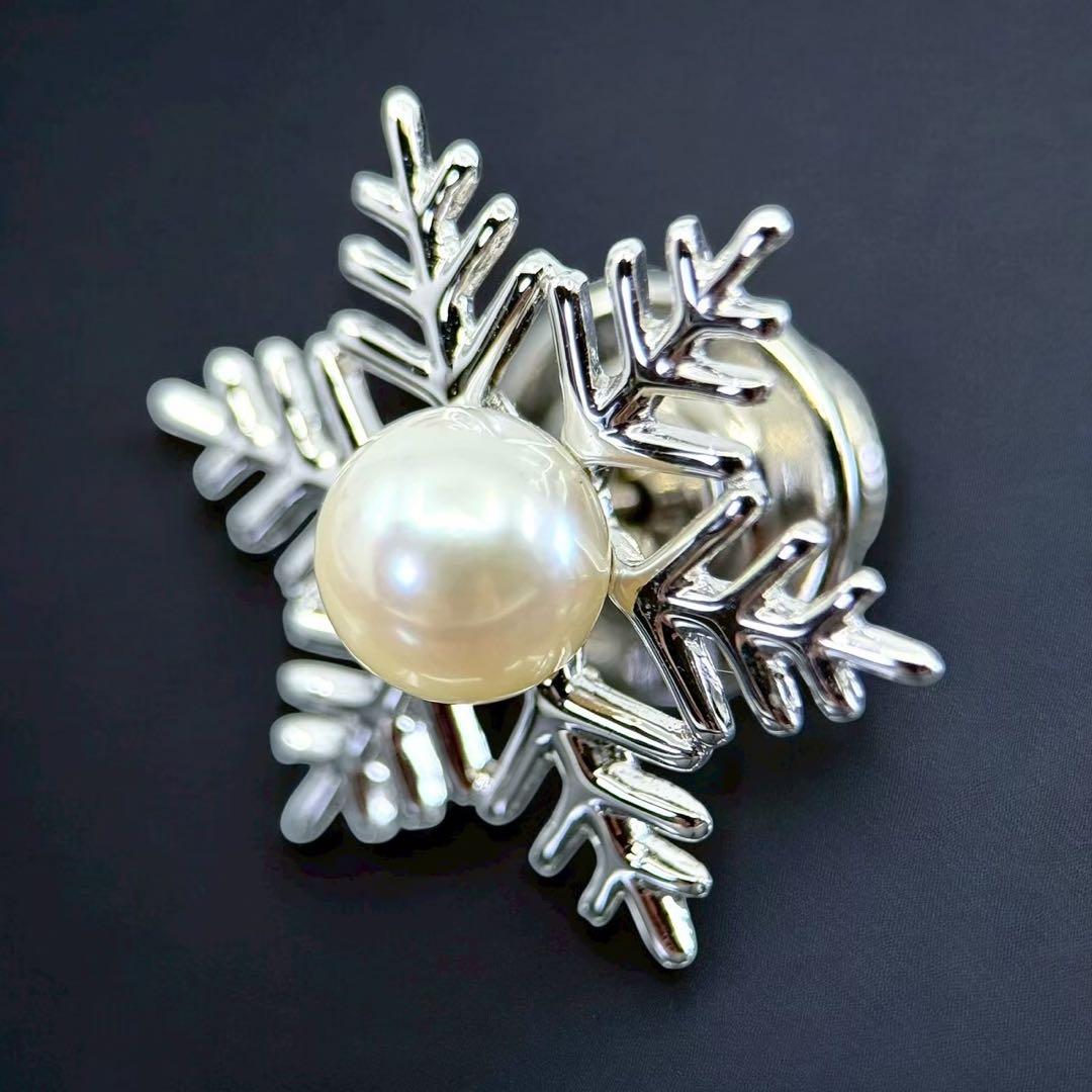 新品同様】ミキモト ピンブローチ バッチ コサージュ アコヤ パール 雪