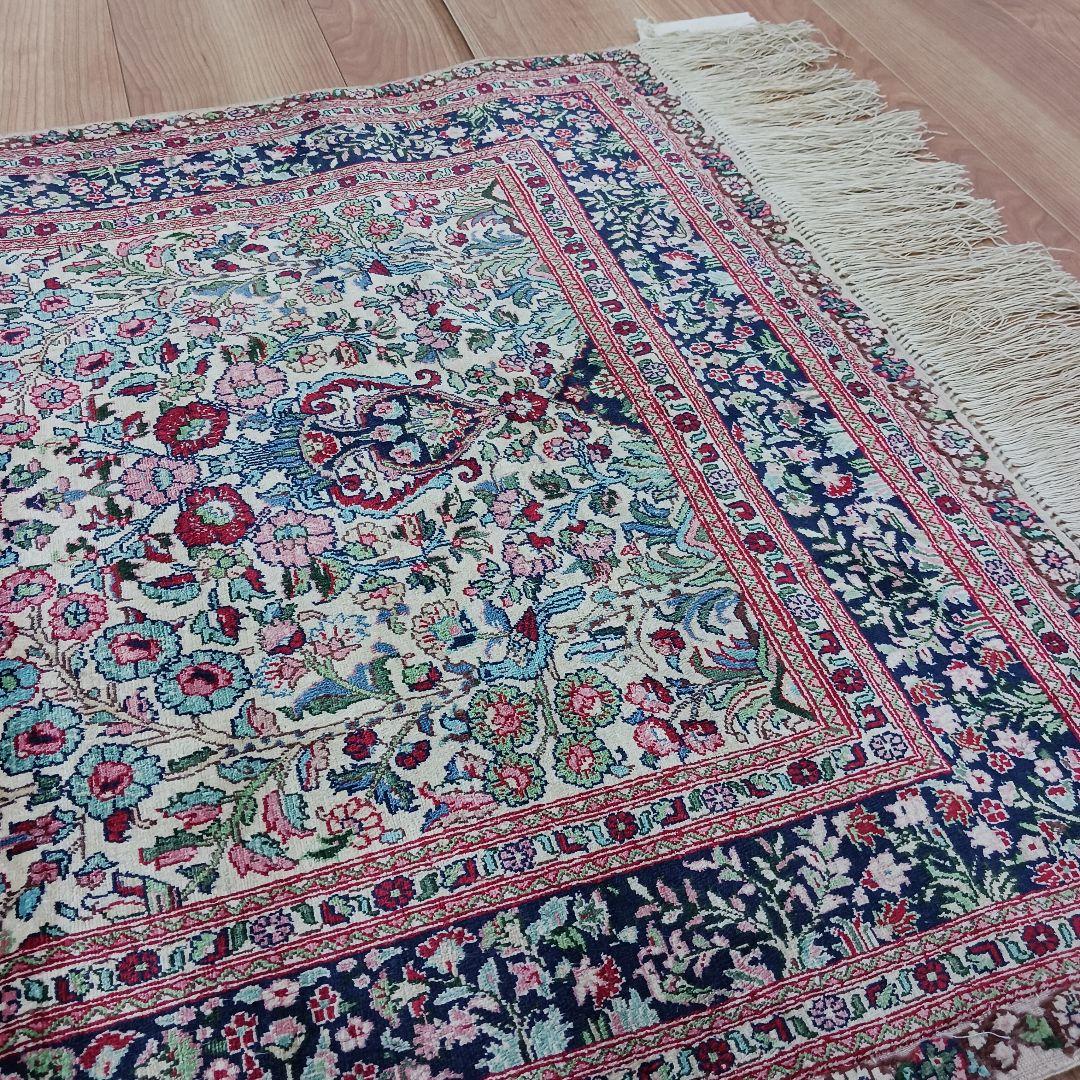 専用 Y3048 中国シルク絨毯 シルク100% 手織り300段 117×74㎝