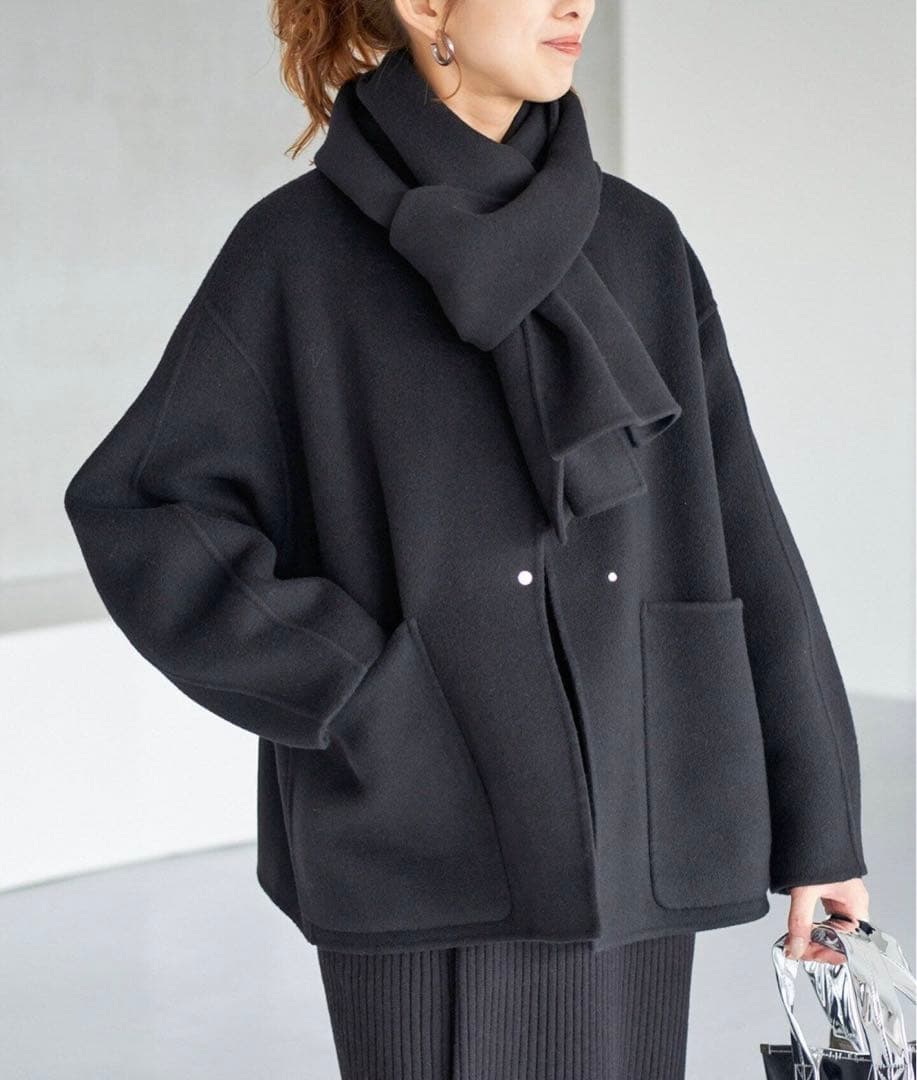 スピックアンドスパン ビーバーストール付きショートコート 36 - メルカリ