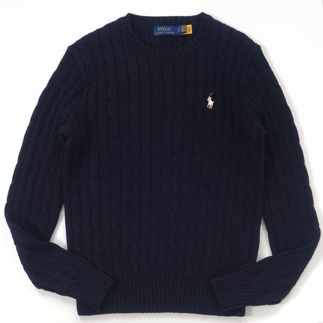 ポロラルフローレン 現行タグ コットン ケーブルニット 白ポニー