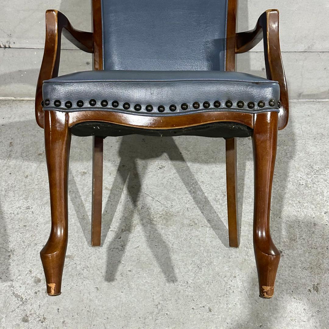 ✦マルニ木工✦ アームチェア 昭和レトロ レザー調 鋲打ち クラシック
