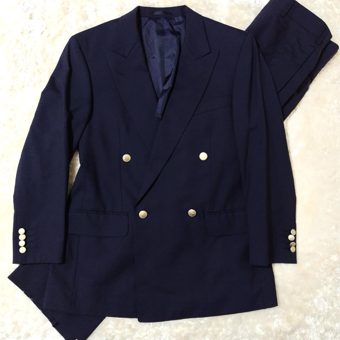 極美品✨バーバリー ロンドン セットアップ ダブル 紺ブレ 羊毛 モヘヤ 美品 モヘア⭐️バーバリー 紺ブレ ダブルブレスト セットアップ L