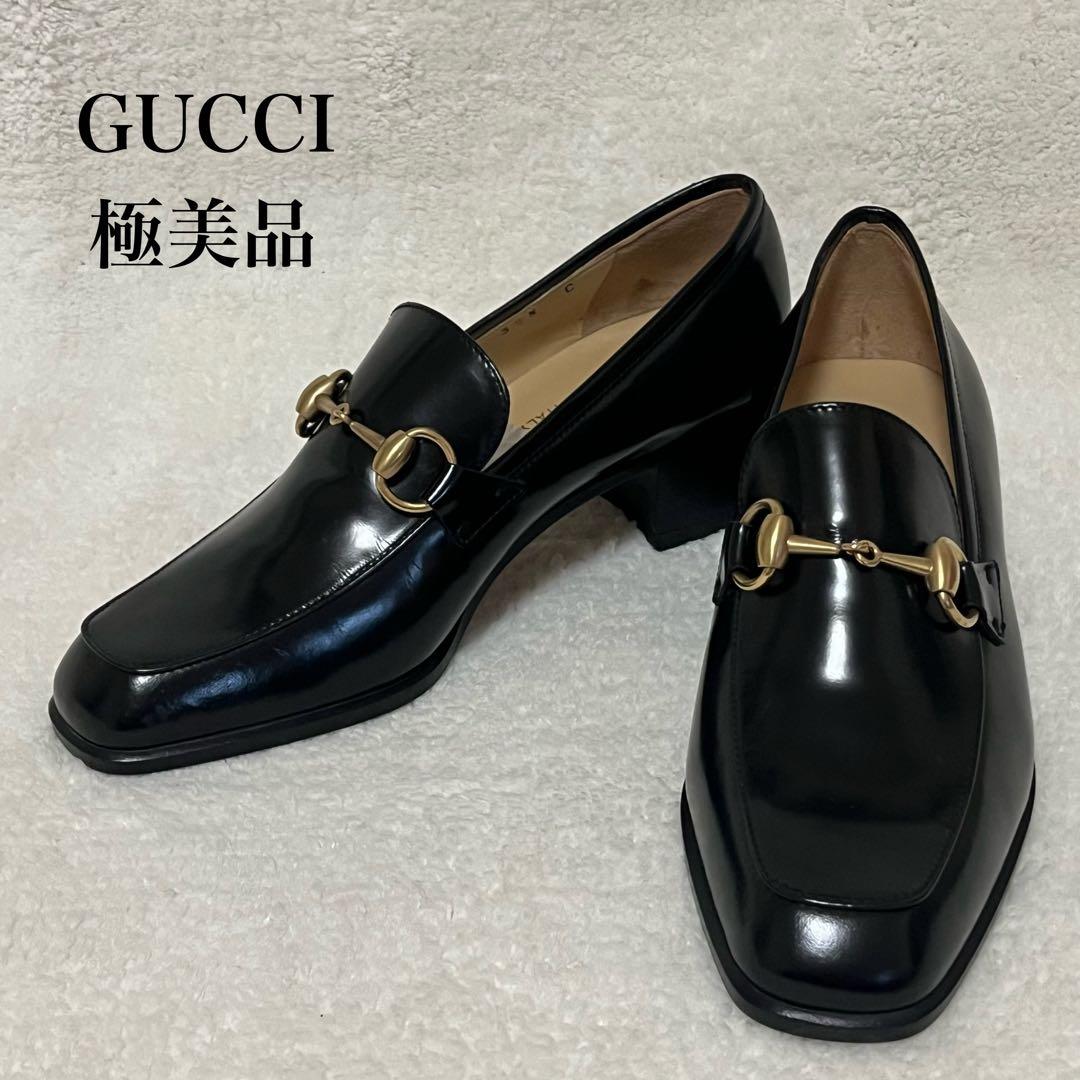 【GUCCI】極美品 ホースビット ローファー ブラック ゴールド グッチ ホースビットローファー ブラック レディース サイズ37C - 中古