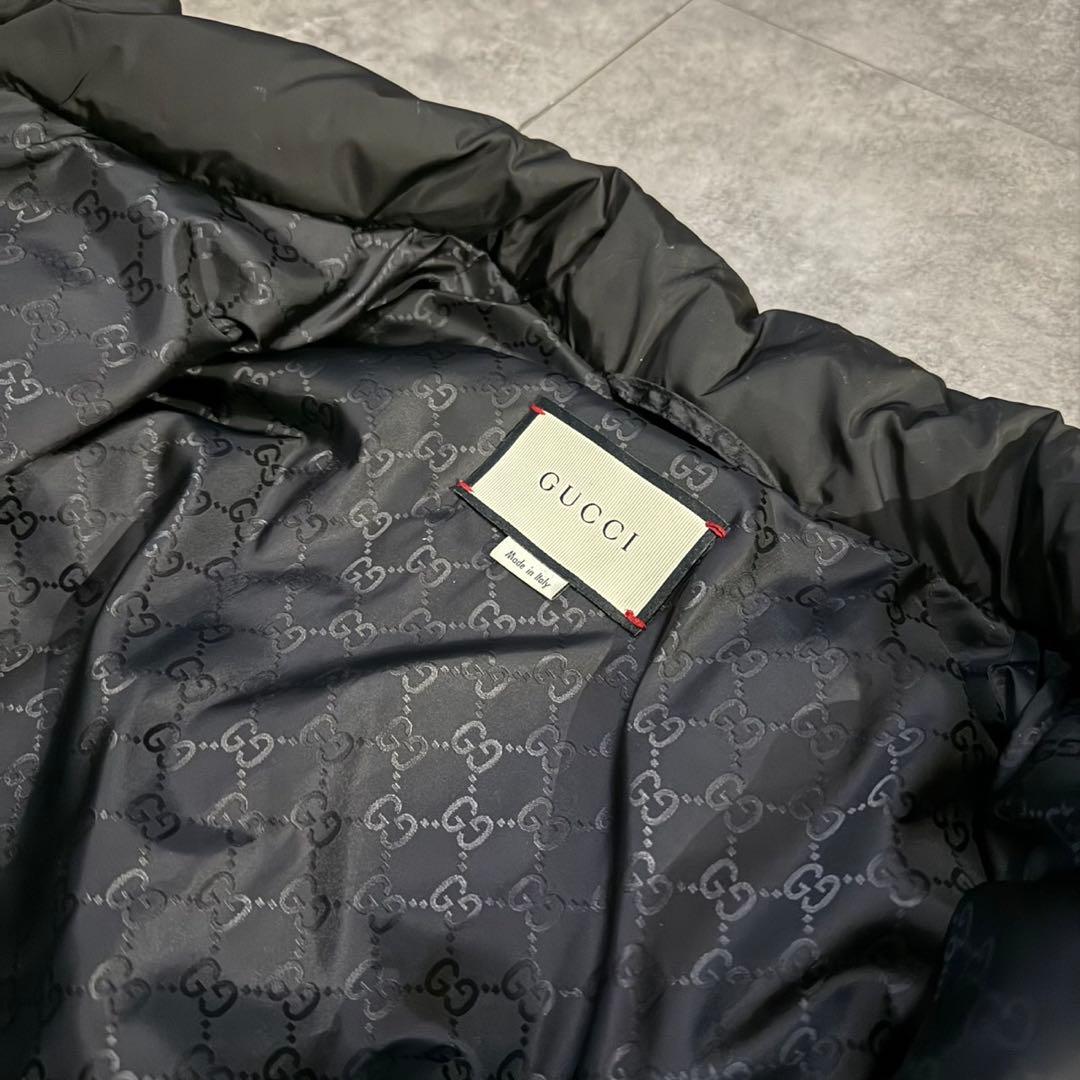 裏地総柄❗️】GUCCI ダウンジャケット ワッペンロゴ ブラック 46 M