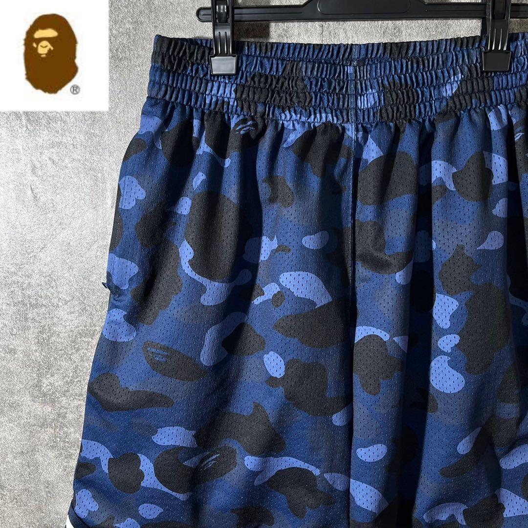 [大人気]　アベイシングエイプ　バスケットパンツ　メッシュ　カモ柄　総柄　大猿 エイプ パンツ A BATHING APE カモフラ ボクサーパンツ アベイシング