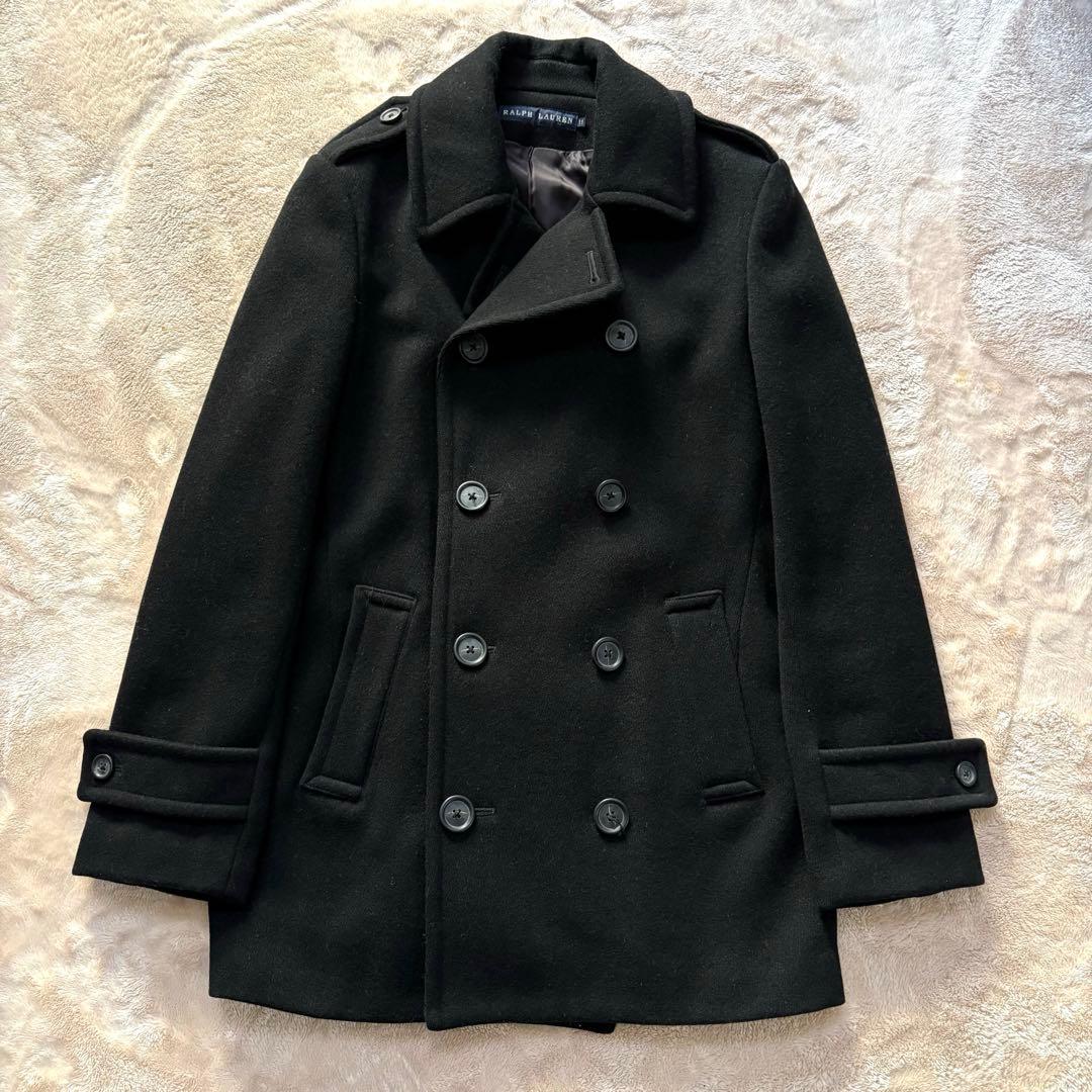 Ralph Lauren ラルフローレン Pコート ダブル L 黒 ウール POLO RALPH LAUREN（ポロ・ラルフローレン） ポロ バイ ラルフローレン