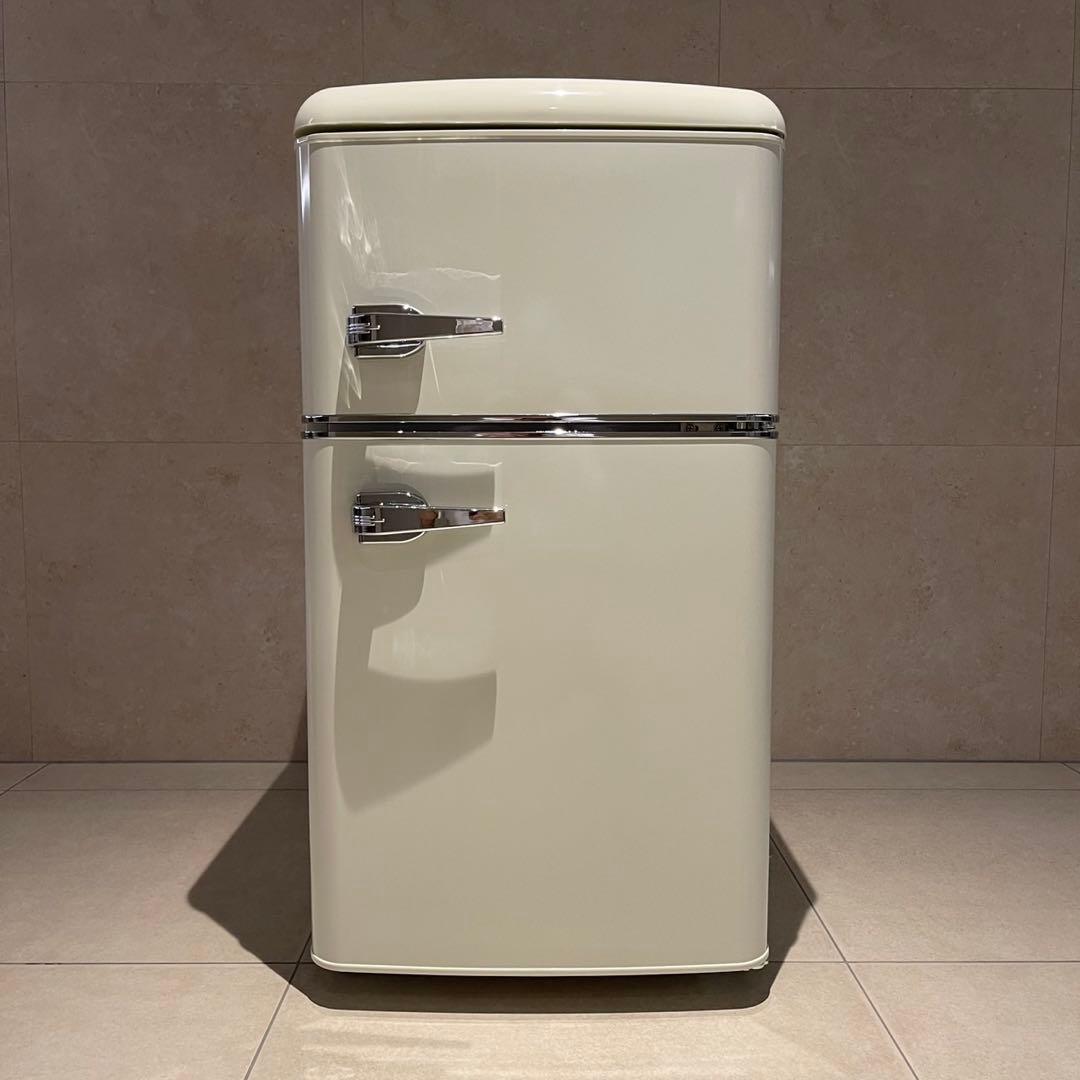 アイリスオーヤマ レトロ風 冷凍冷蔵庫 81L PRR-082D-W2022年製 冷蔵庫 81L レトロ PRR-082D-B