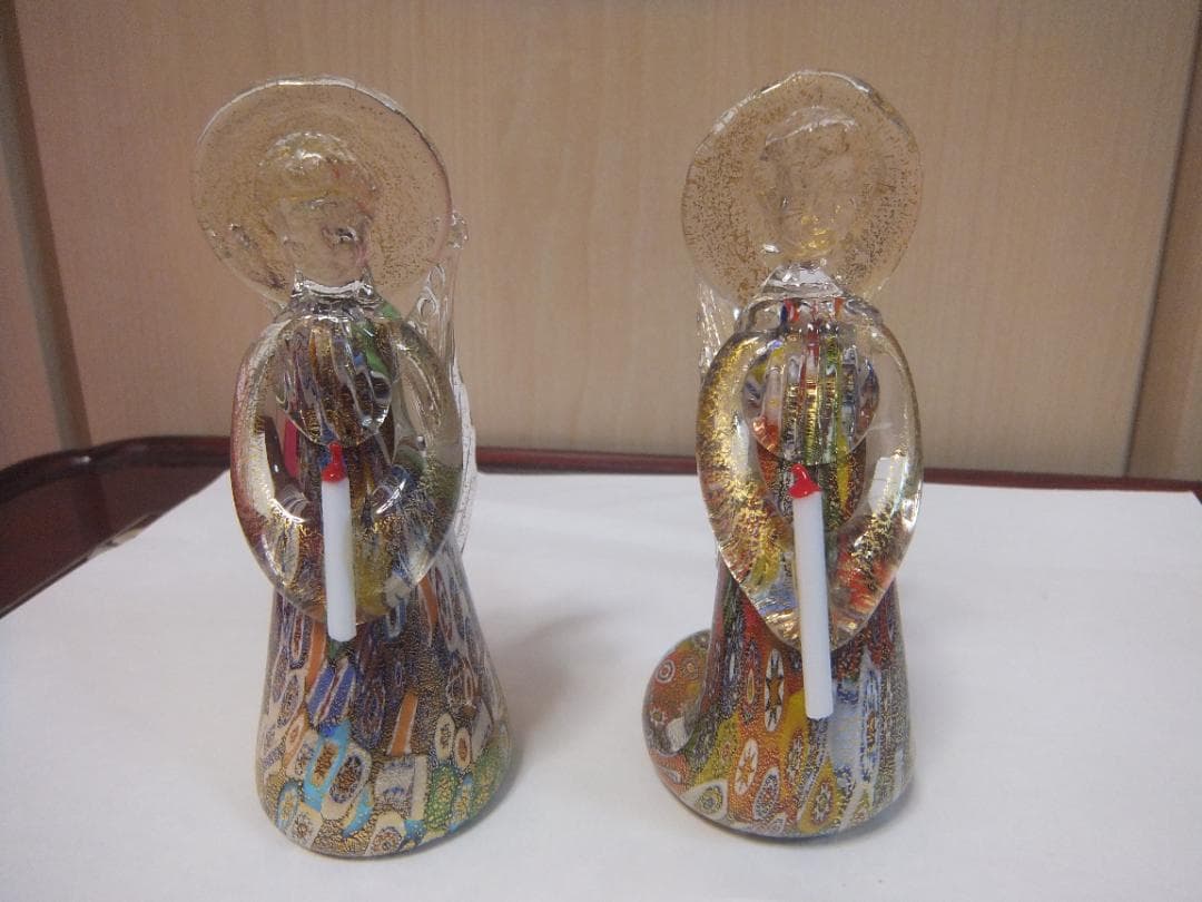 ベネチアングラス、飾り物、天使、ペアー 送料無料】【イタリア製】ペーパーウェイト ベネチアンガラス