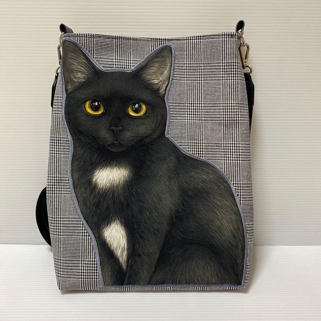 ゆ*ら様 ワンショルダートートバッグ コヤンイサムチョン　黒猫A ゆ*ら様 コヤンイサムチョン☆横長トートバッグ ヒョウ柄&ボアキルト