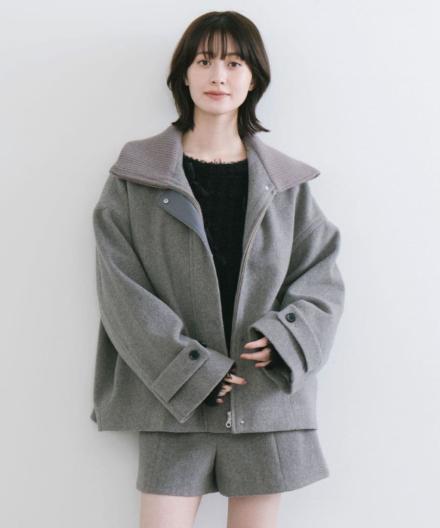 実物写真あり 完売 ココディール リブカラーウール混コート Sサイズ