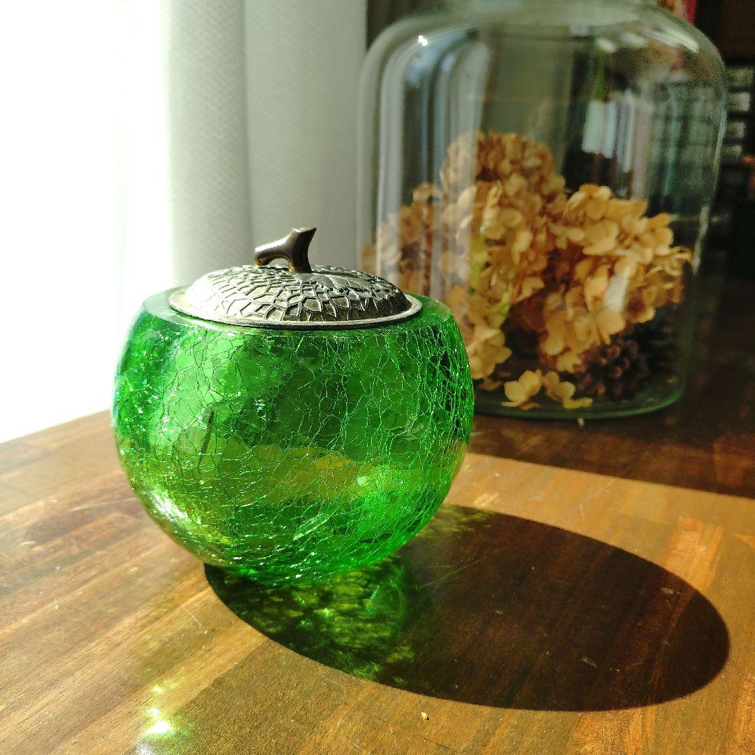 レトロ メロンの型 ガラス瓶 飴屋瓶 菓子瓶 アンティーク ビンテージ アンティーク 飴屋瓶 あめや瓶 ウランガラス和ガラス 菓子瓶 古道具