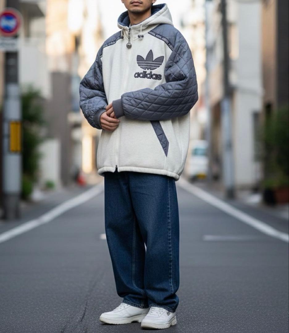 激レア 90sアディダス デサント製 キルティング 切替 ジャケット