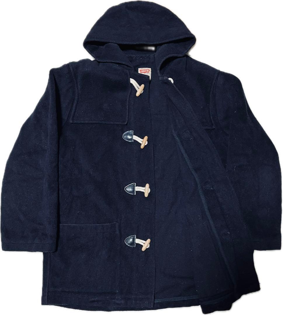 【美品、80s、イタリア製】リーバイス　ダッフルコート　ネイビー　紺　38 L 80s イタリア製 Levi'sリーバイス メルトン ウール ダッフルコート