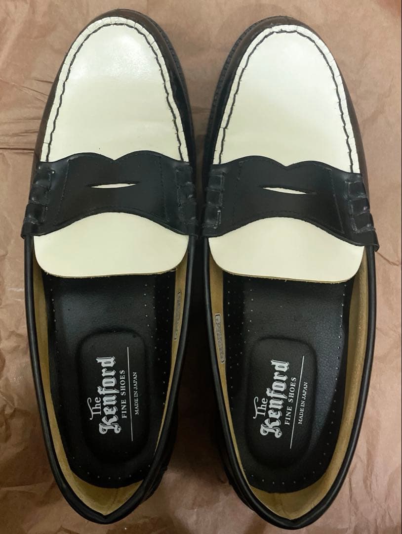 靴 MENS COMBI LOAFERS/BLACK WHITE 26.5cm