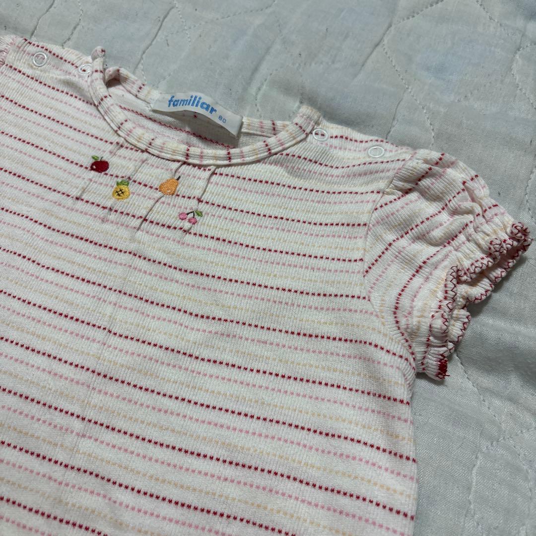 値下げ不可 ファミリア ボーダー ロンパース 80 - メルカリ