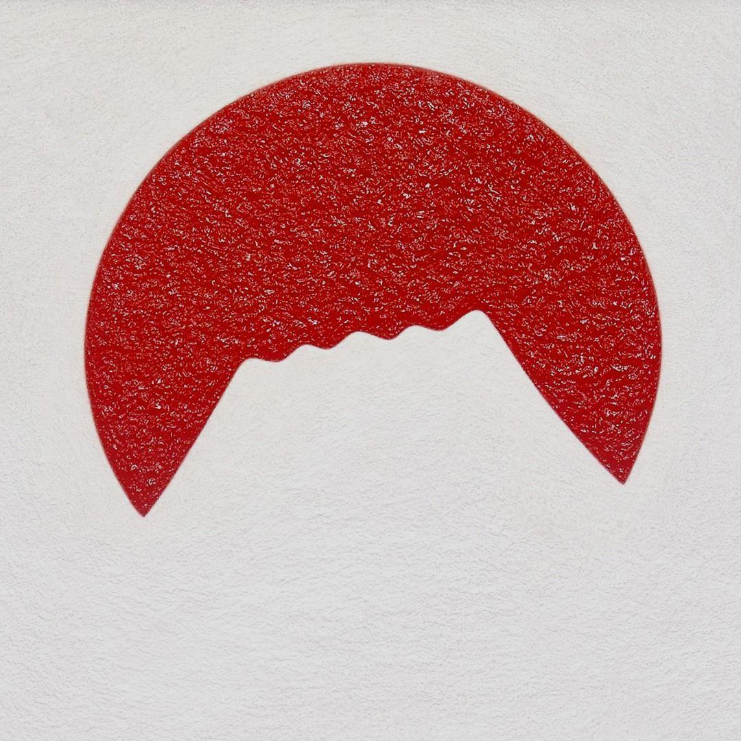 肉筆油絵○【日の出の太陽と白富士】がんどうあつし絵画F4号額縁付