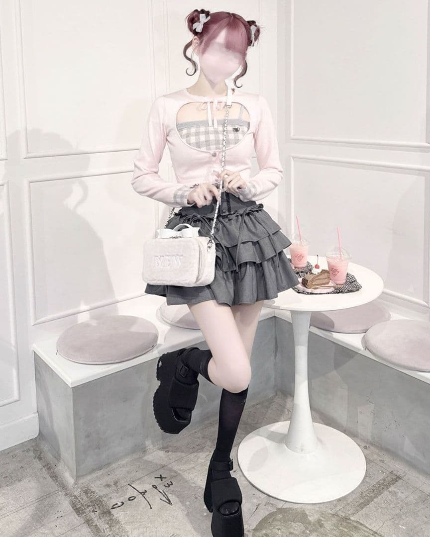 ミシェルマカロン ハニーミュウ ギンガムアンサンブルトップス イモ XS