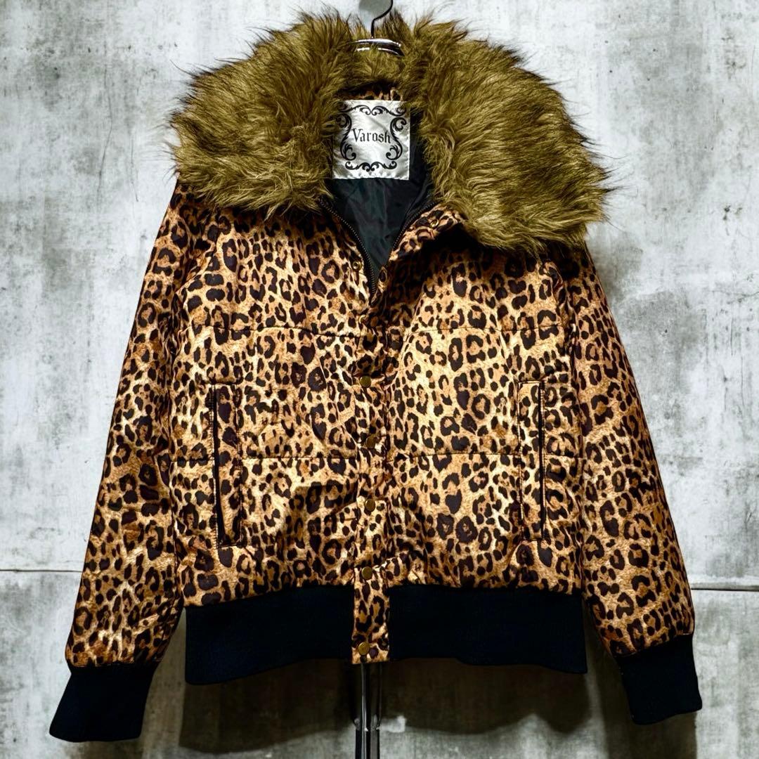 00's y2k 短丈ジャケット平成ギャル男 お兄系 レオパード柄 ビッグ